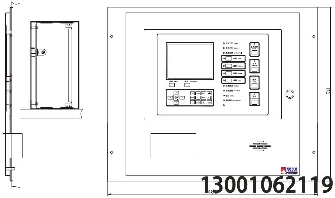 <b>利达JB-QB-ES128F可燃气体报警控制器外形与结构尺</b>