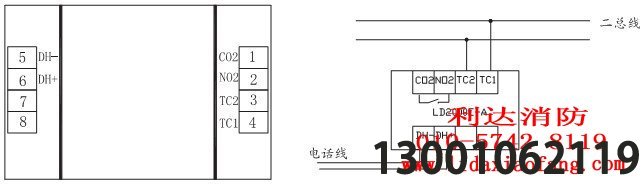 J-SA P-M-LD2000E-A和J-SA P-M-LD2000EN手报按钮接线示意图