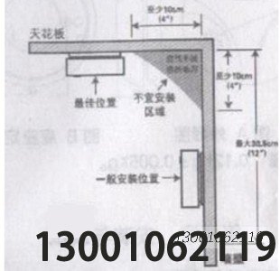 利达JTY-GF-LD3900EN/B光电感烟探测器天花板安装示意图